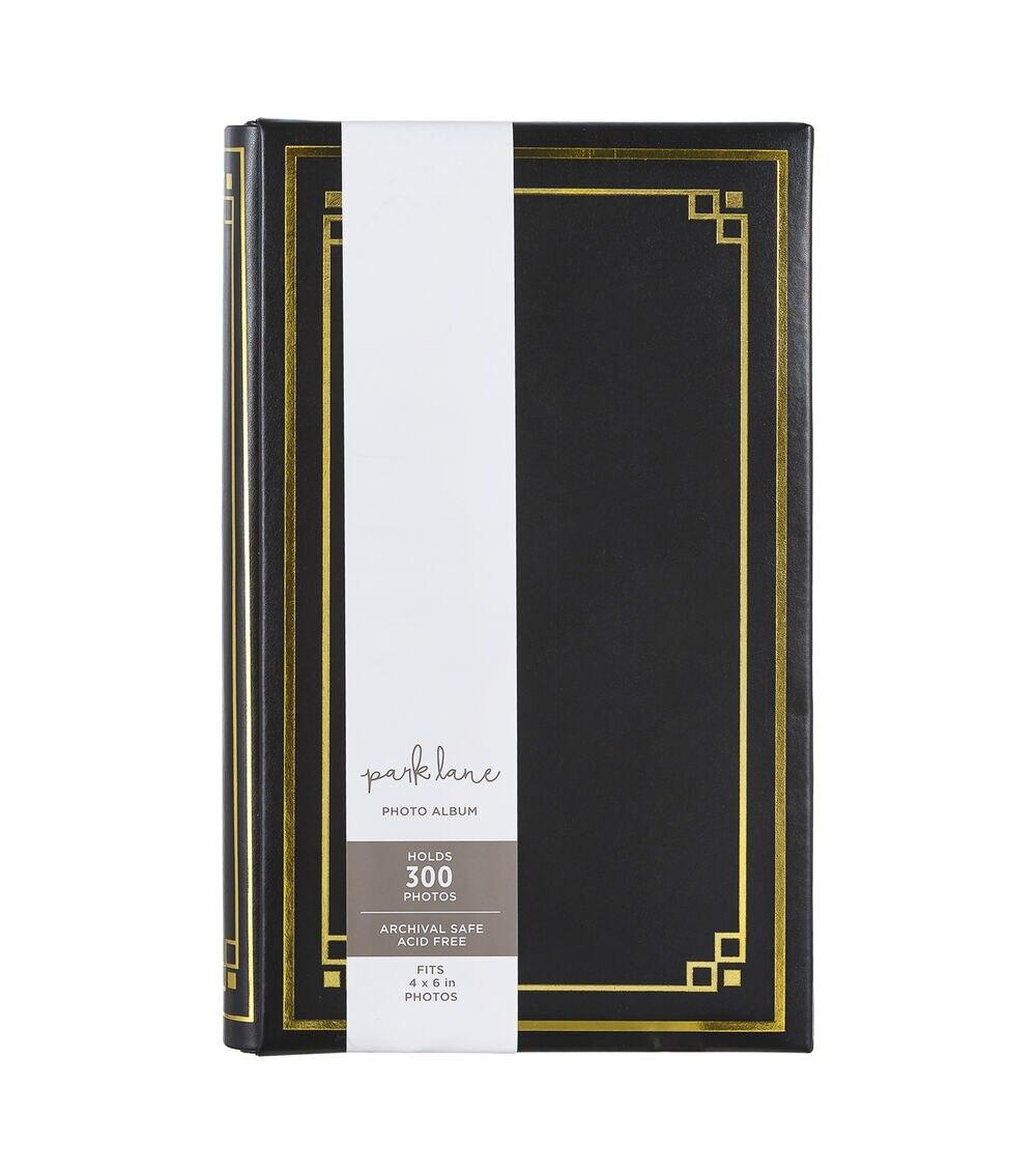 Albums | 13″ x 8″ Black Leather Photo Album With Gold Foil Albums Albums