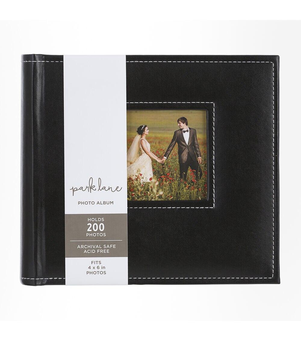 Albums | 9.5″ x 8.5″ Black Faux Leather Photo Album Albums Albums