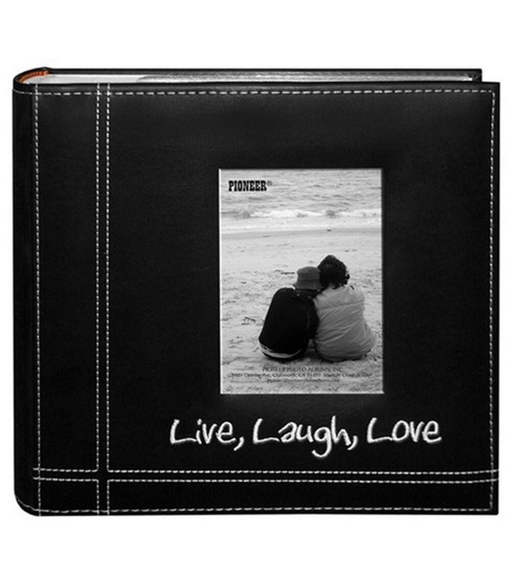 Albums | Embroidered Stitched 9″X9″ Leatherette Photo Album Black Live, Laugh & Love Albums Albums