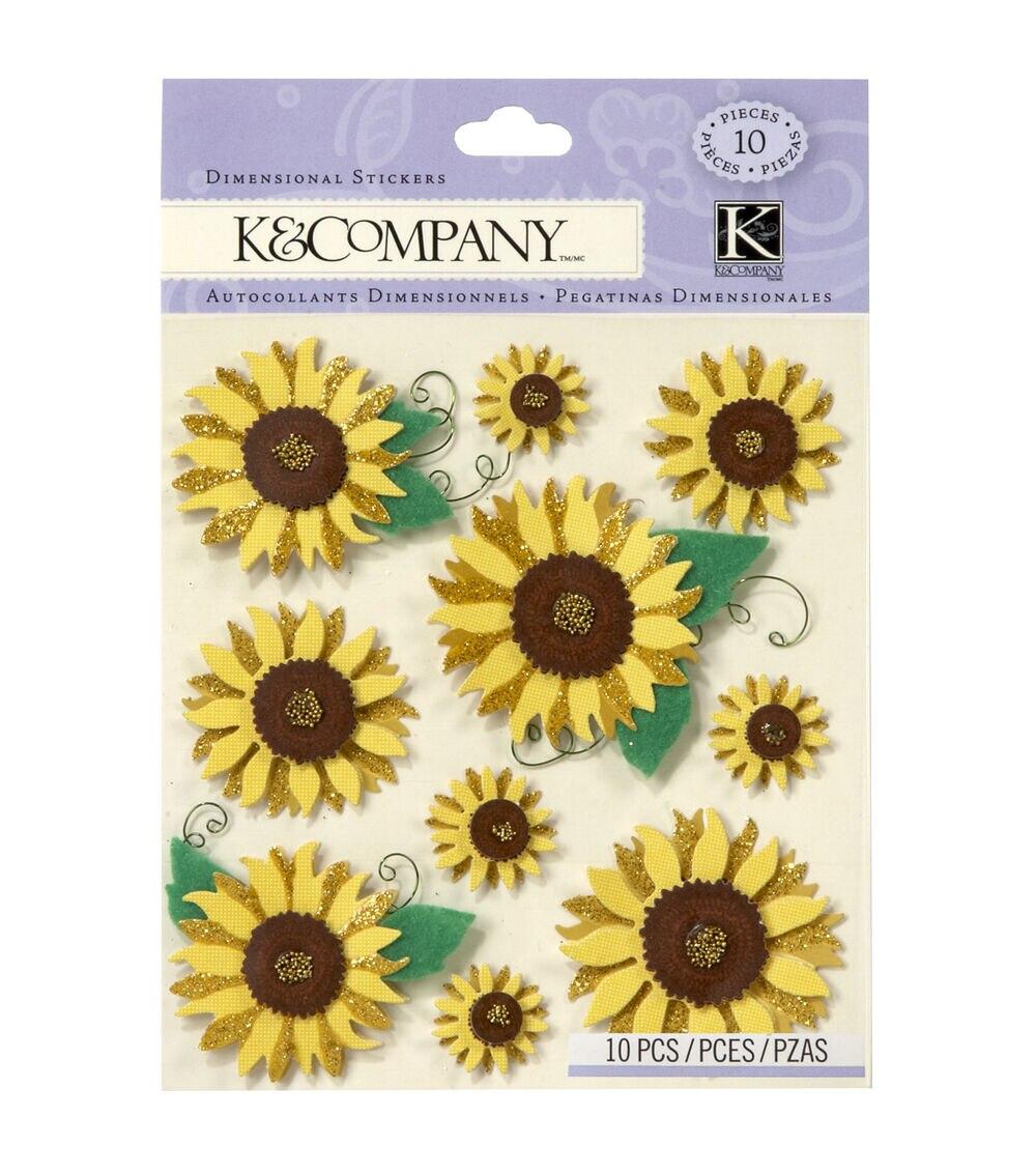 Embellishments & Stickers | 10 pk Sunflowers Embellishment Dimensionals Stickers Embellishments & Stickers Embellishments & Stickers