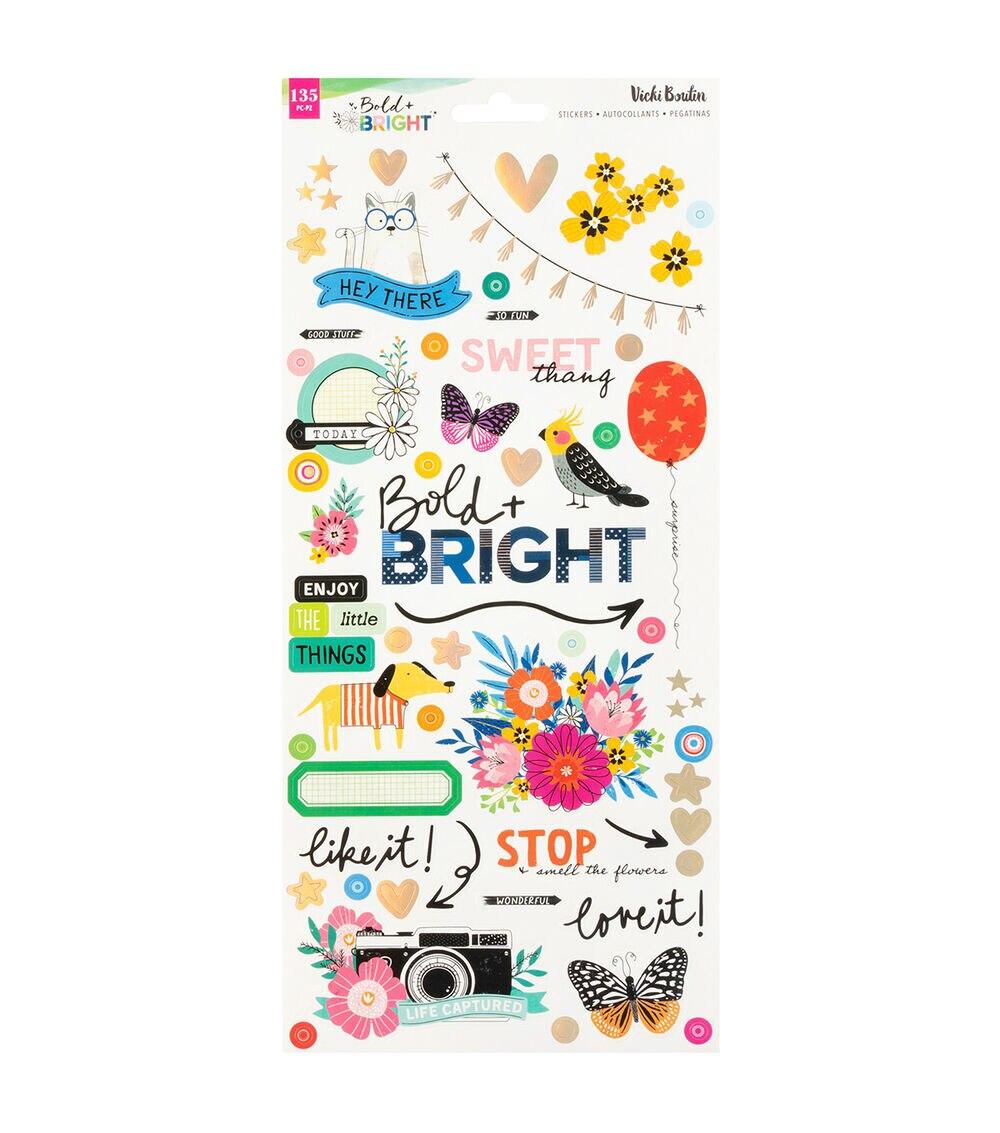 Embellishments & Stickers | 135pc Bold & Bright Cardstock Stickers Paper Crafts & Scrapbooking Embellishments & Stickers