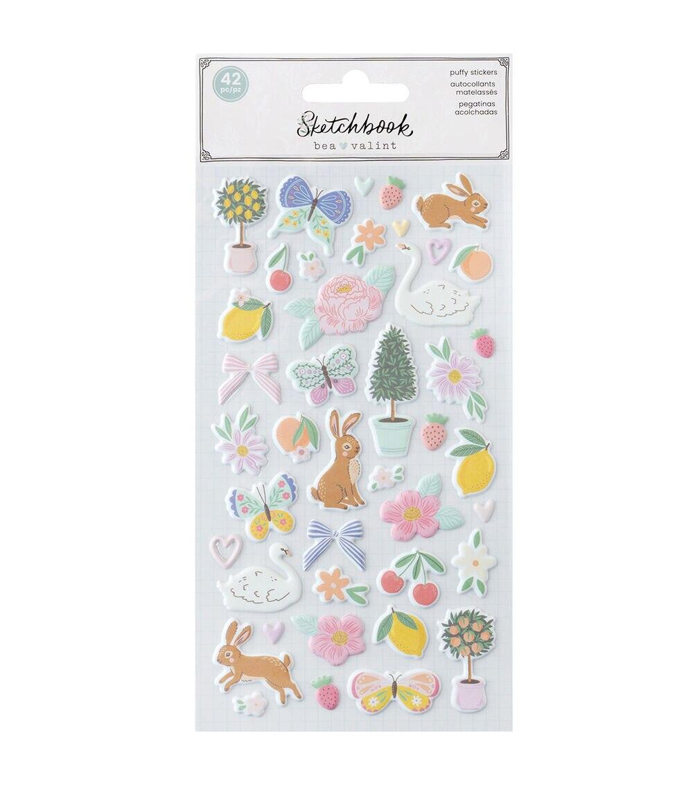 Embellishments & Stickers | 42pc Bea Valint Sketchbook Icon Puffy Stickers Embellishments & Stickers Embellishments & Stickers