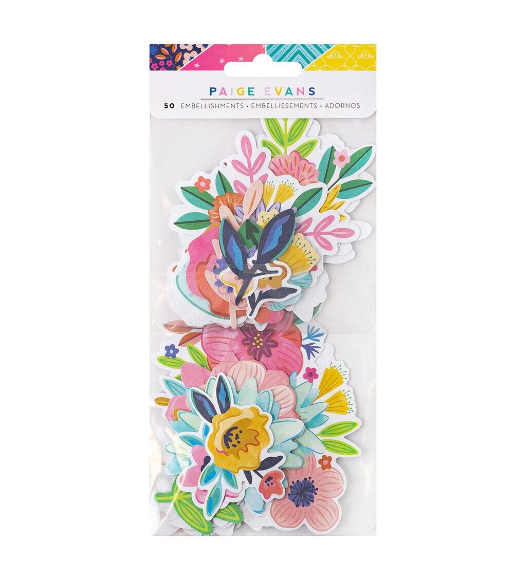 Embellishments & Stickers | 50pc Paige Evans Bloom Wild Floral Ephemera Embellishments & Stickers Embellishments & Stickers