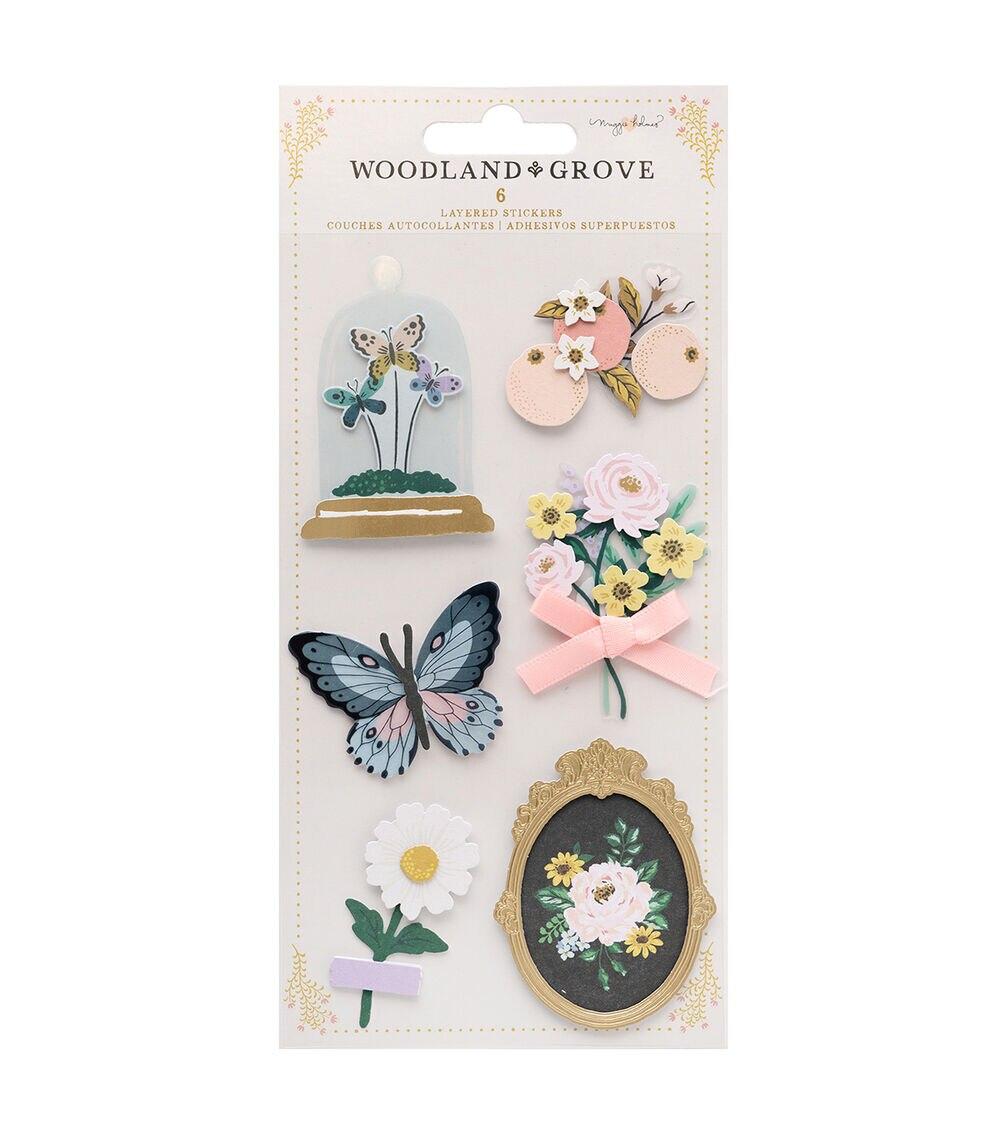 Embellishments & Stickers | 6pc Maggie Holmes Woodland Grove Layered Flower Stickers Embellishments & Stickers Embellishments & Stickers