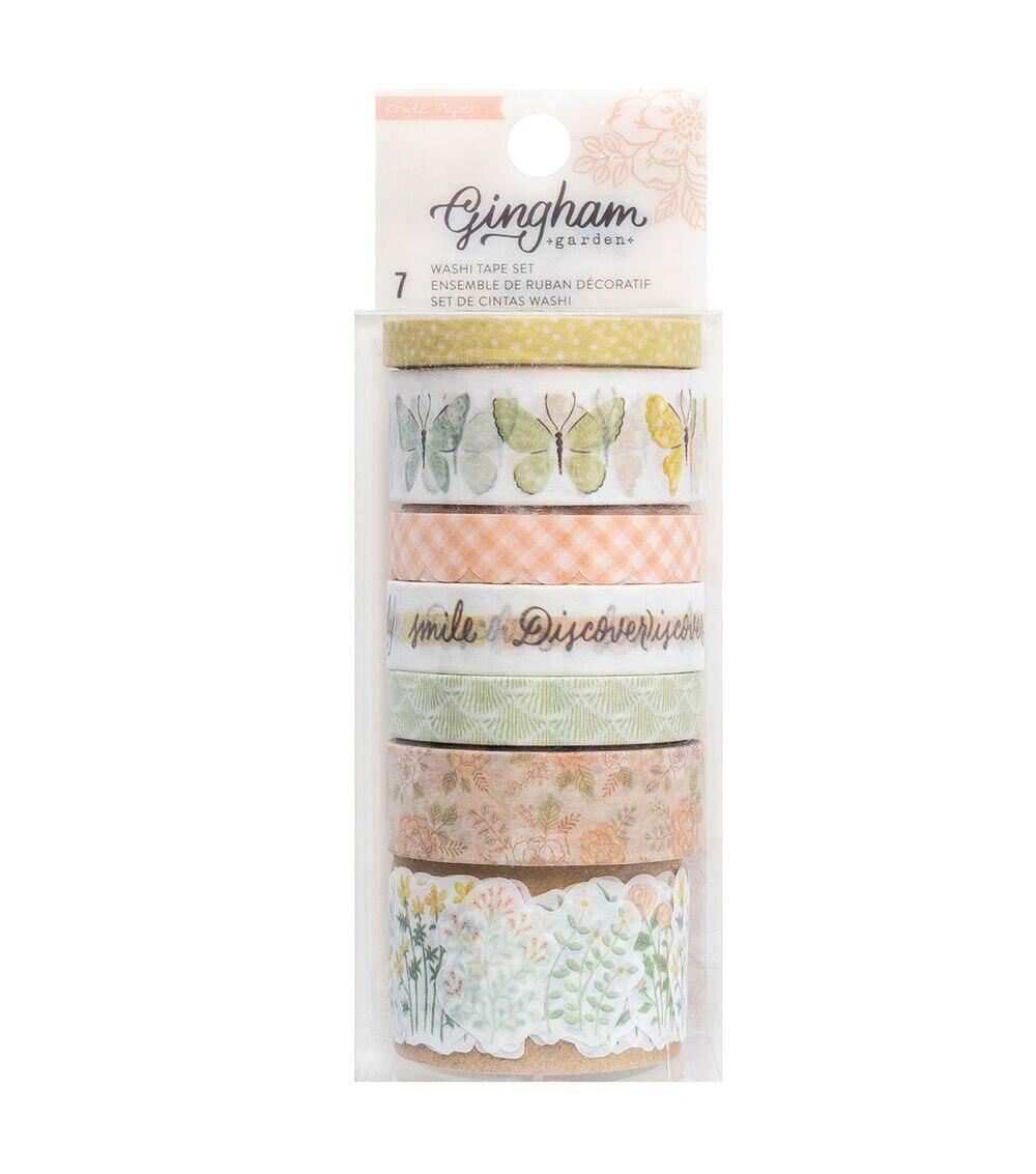 Embellishments & Stickers | 7pc Crate Paper Gingham Garden Washi Tape Embellishments & Stickers Embellishments & Stickers