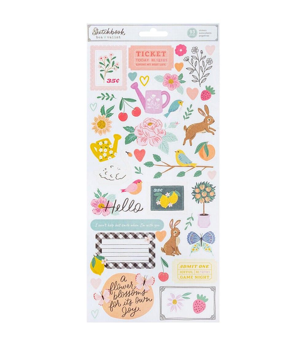 Embellishments & Stickers | 93pc Bea Valint Sketchbook Stickers Embellishments & Stickers Embellishments & Stickers