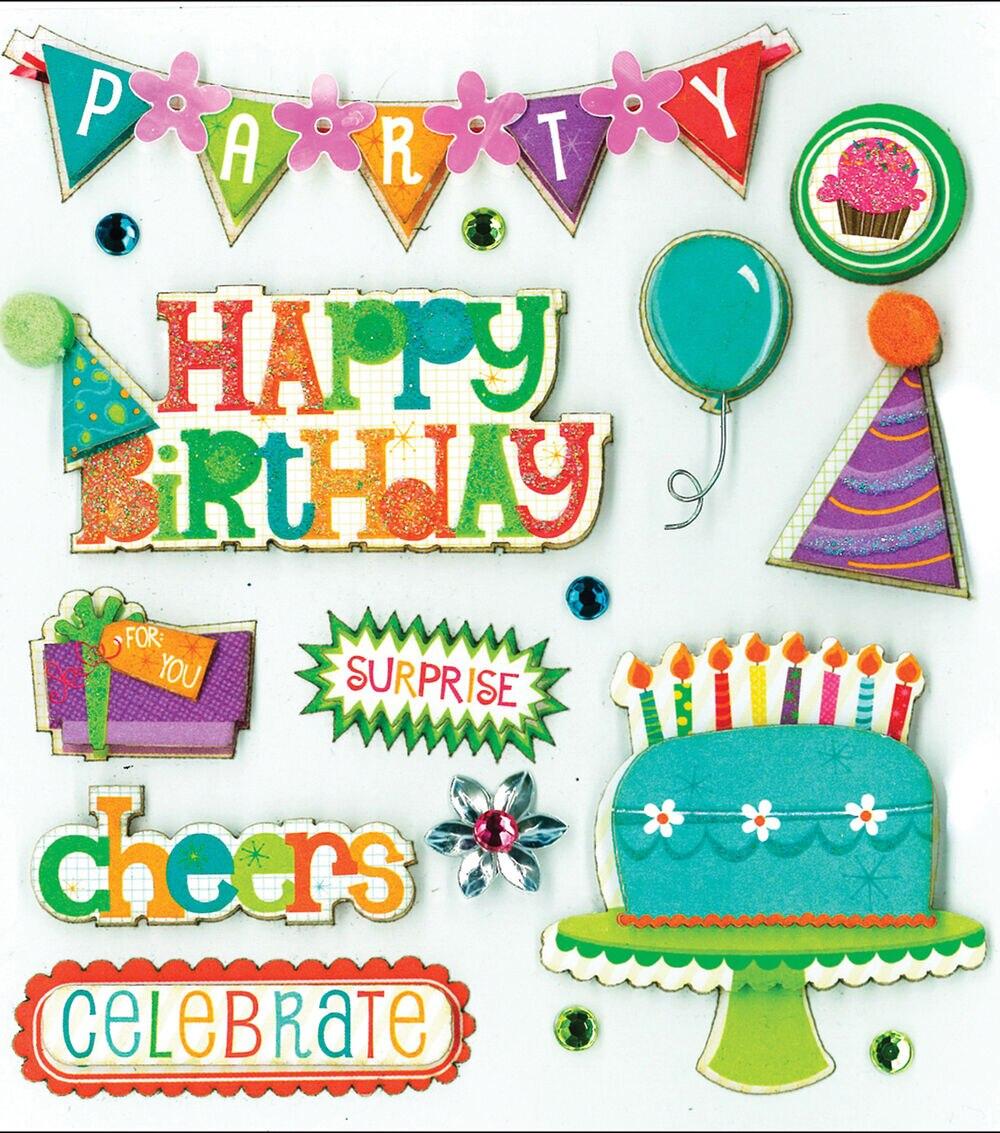 Embellishments & Stickers | Dimensional Embellishments Birthday Wishes Embellishments & Stickers Embellishments & Stickers