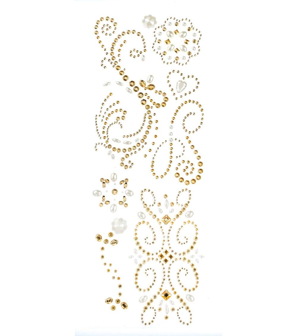 Embellishments & Stickers | Handmade Swirl Adhesive Gems 4.5″X12″ Sheet Champagne Embellishments & Stickers Champagne