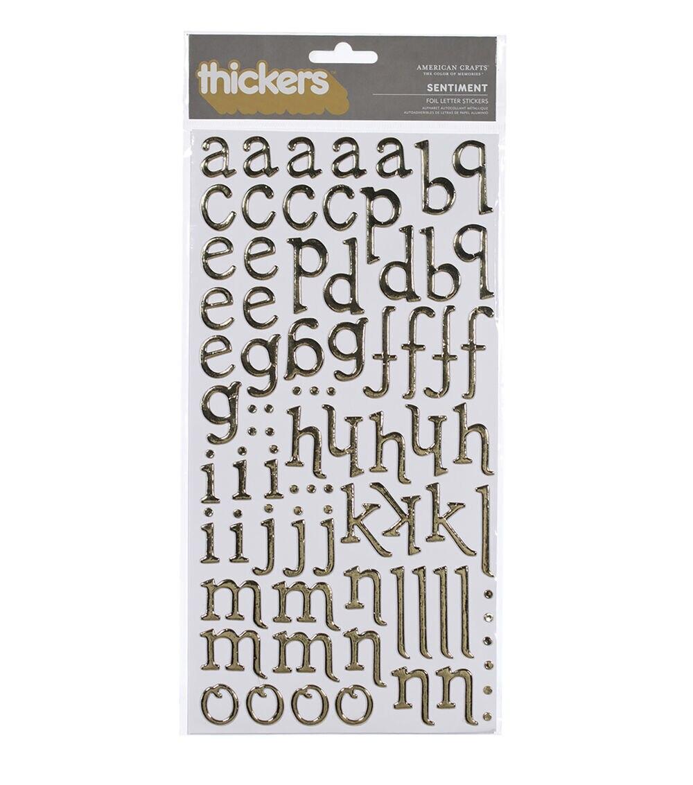 Embellishments & Stickers | Thickers Sentiment Alphabet Foil Stickers Gold Embellishments & Stickers Embellishments & Stickers