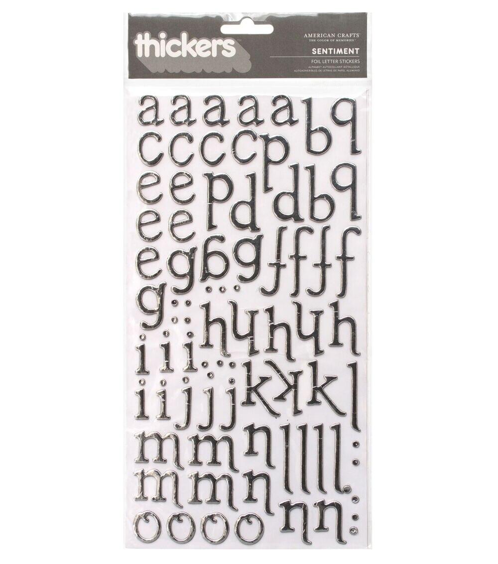 Embellishments & Stickers | Thickers Sentiment Alphabet Foil Stickers Silver Embellishments & Stickers Embellishments & Stickers