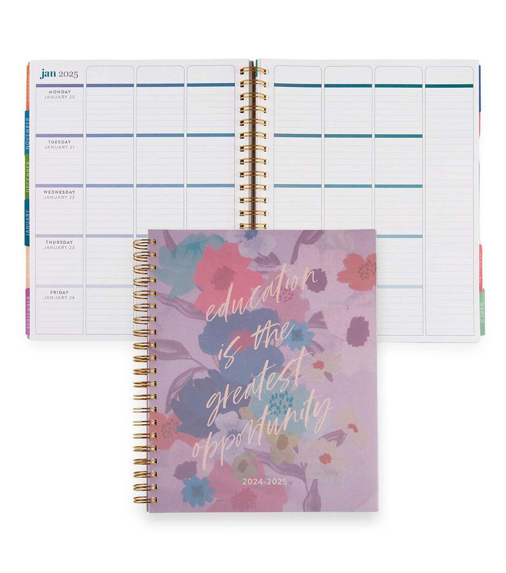 Journals & Planners | 11″ x 9″ Floral Education Quote Teacher Coiled Dated Lesson Planner Journals & Planners Journals & Planners