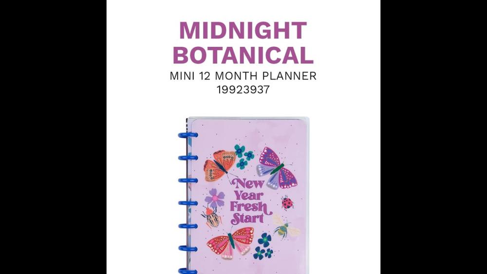 Journals & Planners | 12 Month 2024 Midnight Botanical Mini Dashboard Planner Journals & Planners Journals & Planners