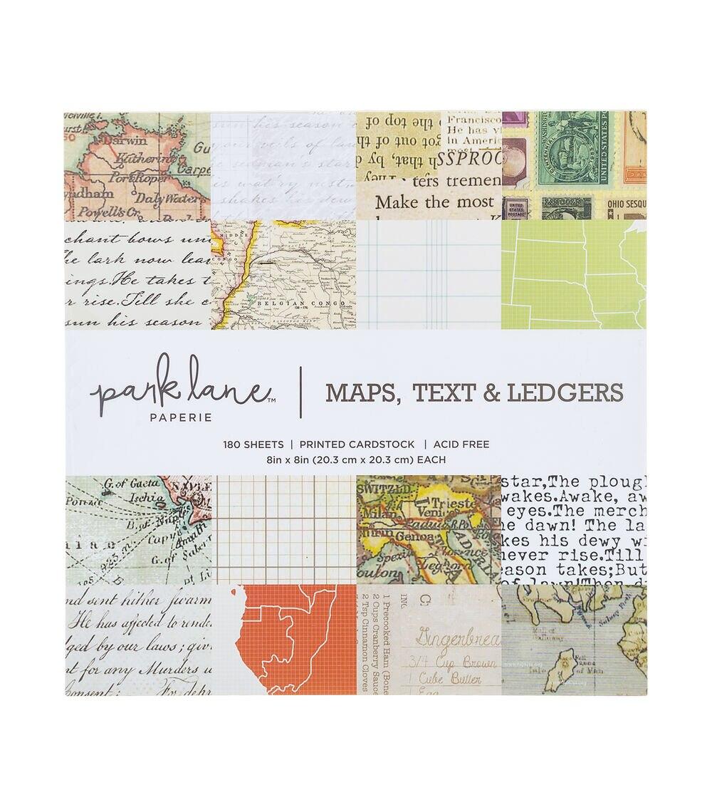 Paper | 180 Sheet 8″ x 8″ Maps & Ledgers Cardstock Paper Pack Paper Paper