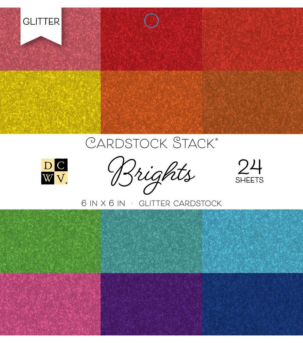 Paper | 24 Sheet 6″ x 6″ Bright Glitter Cardstock Pack Paper Paper