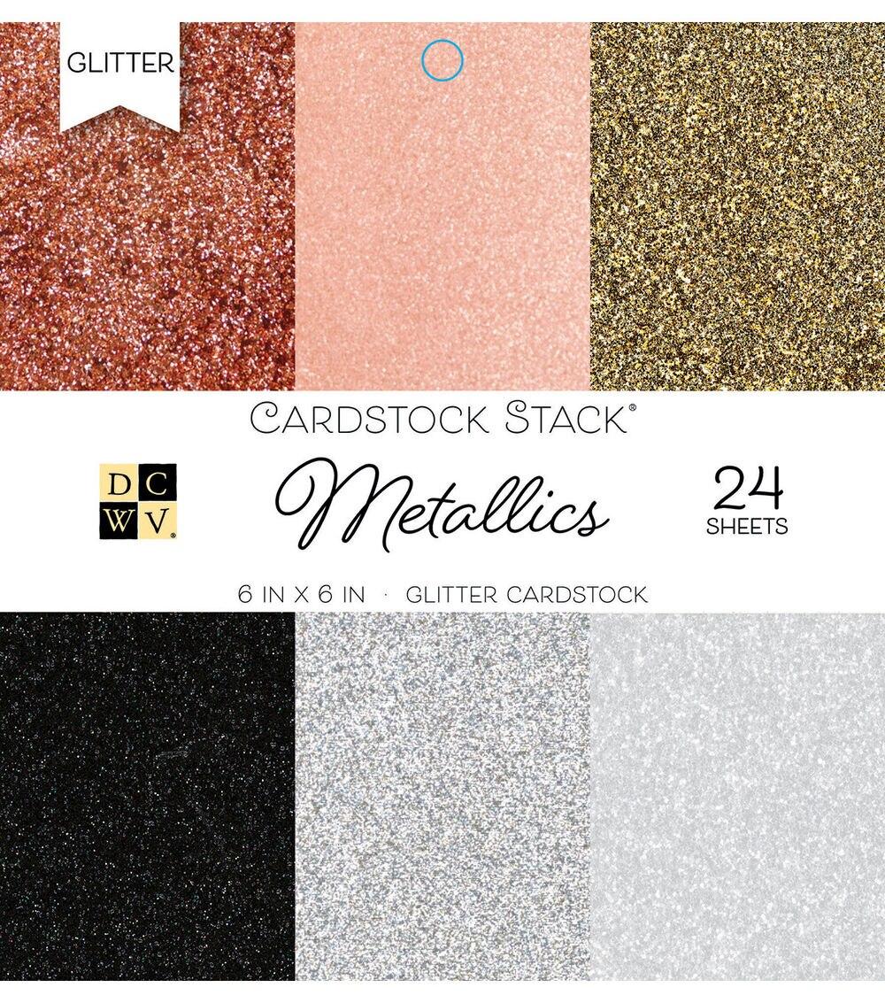 Paper | 24 Sheet 6″ x 6″ Metallic Glitter Cardstock Pack Paper Paper