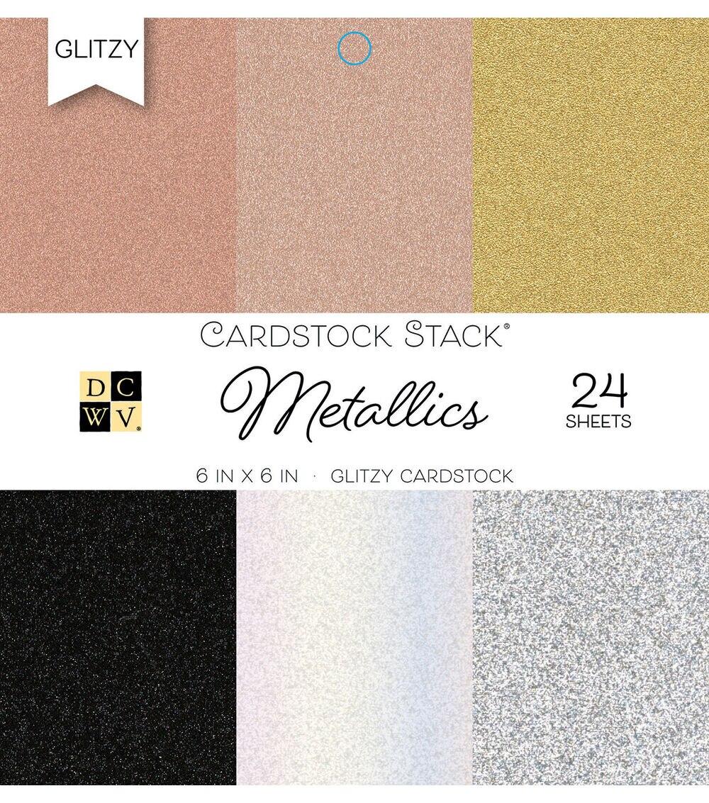 Paper | 24 Sheet 6″ x 6″ Metallics Glitzy Cardstock Pack Paper Paper