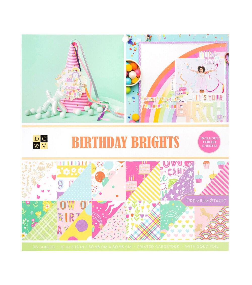 Paper | 36 pk 12in x 12in Printed Cardstock – Birthday Brights Paper Paper