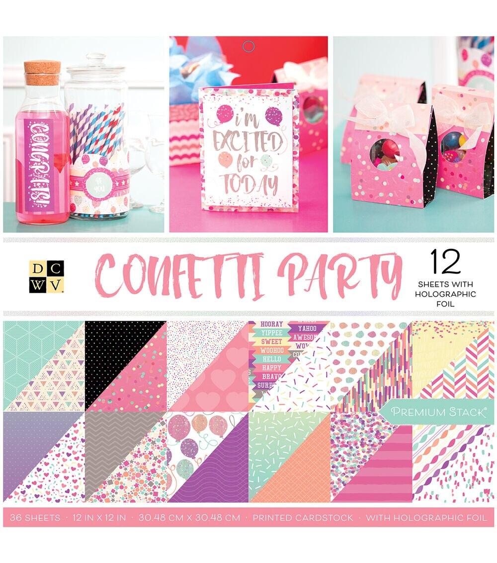 Paper | 36 Sheet 12″ x 12″ Confetti Party Printed Cardstock Paper Paper