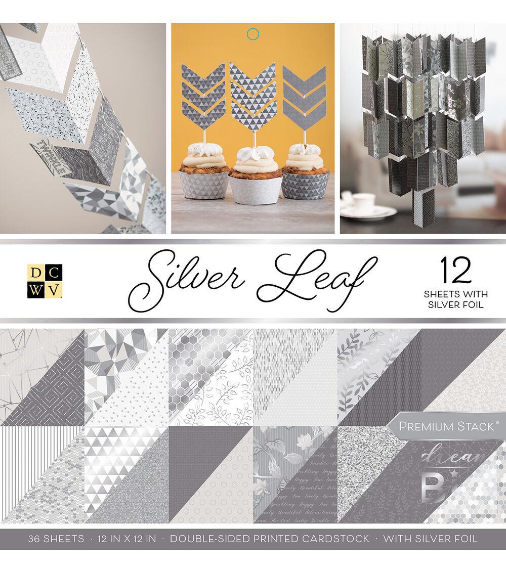 Paper | 36 Sheet 12″ x 12″ Silver Leaf Double Sided Printed Cardstock Paper Paper