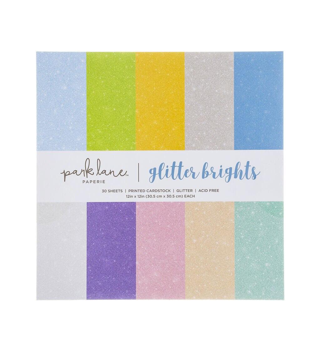 Paper | 38 Sheet 12″ x 12″ Bright Glitter Cardstock Paper Pack Paper Paper