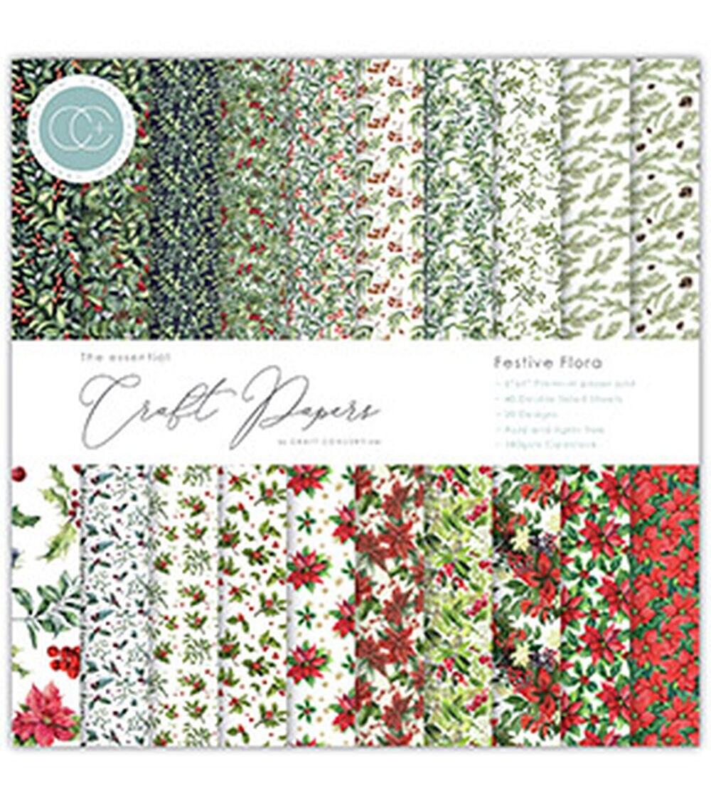 Paper | 40 Sheet 6″ x 6″ Festive Flora Double Sided Paper Pack Paper Paper