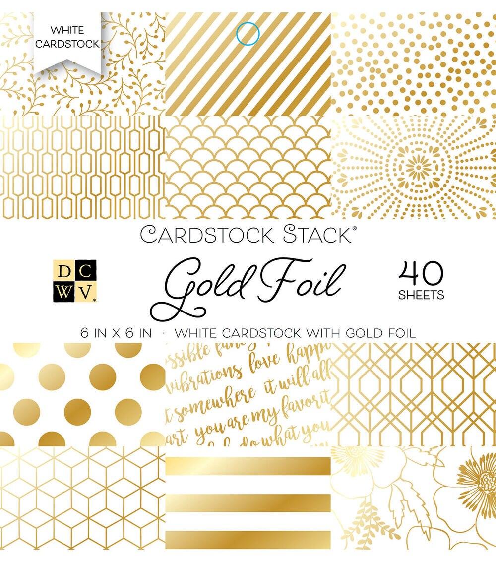 Paper | 40 Sheet 6″ x 6″ White Cardstock Pack With Gold Foil Paper Paper