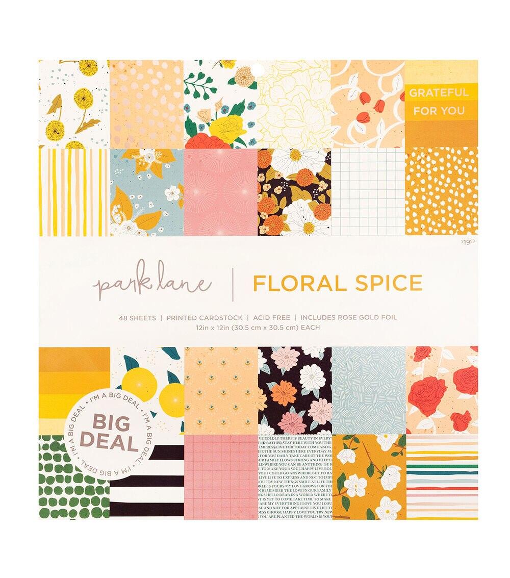 Paper | 48 Sheet 12″ x 12″ Floral Spice Cardstock Paper Pack Paper Paper