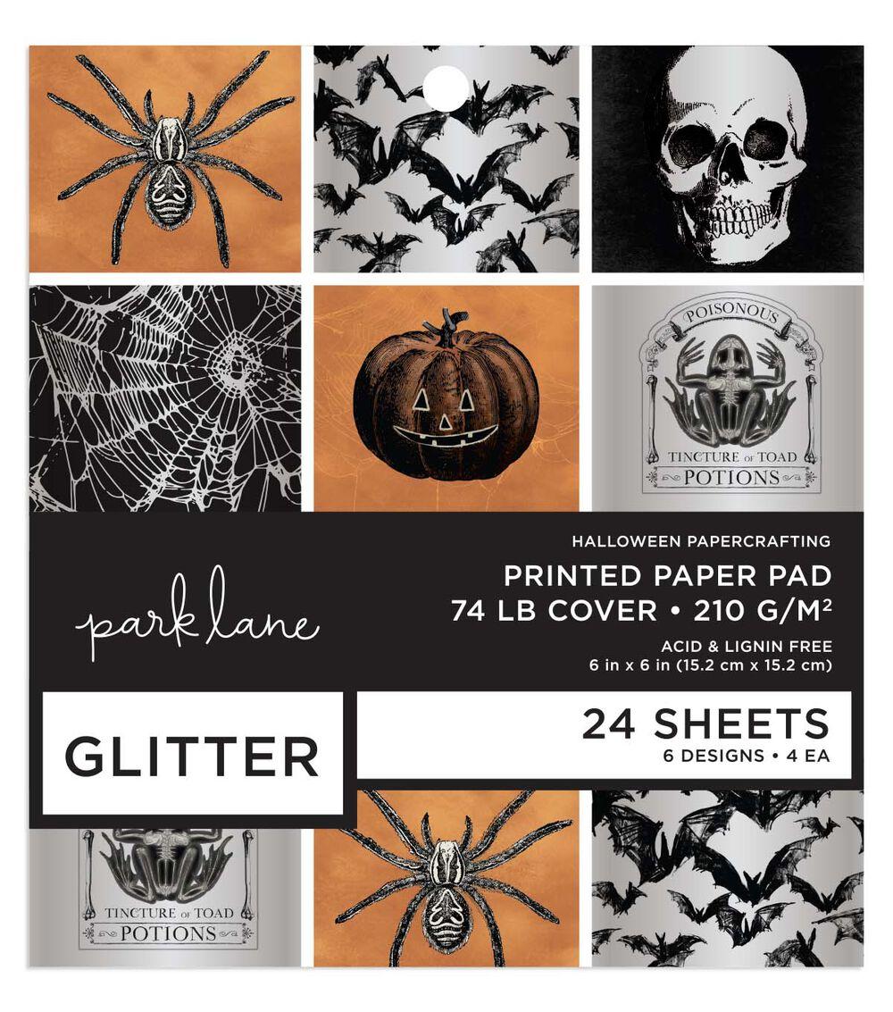 Paper | 6″ x 6″ Halloween Ghostly Manor Glitter 24 Sheet Paper Pack Paper Paper