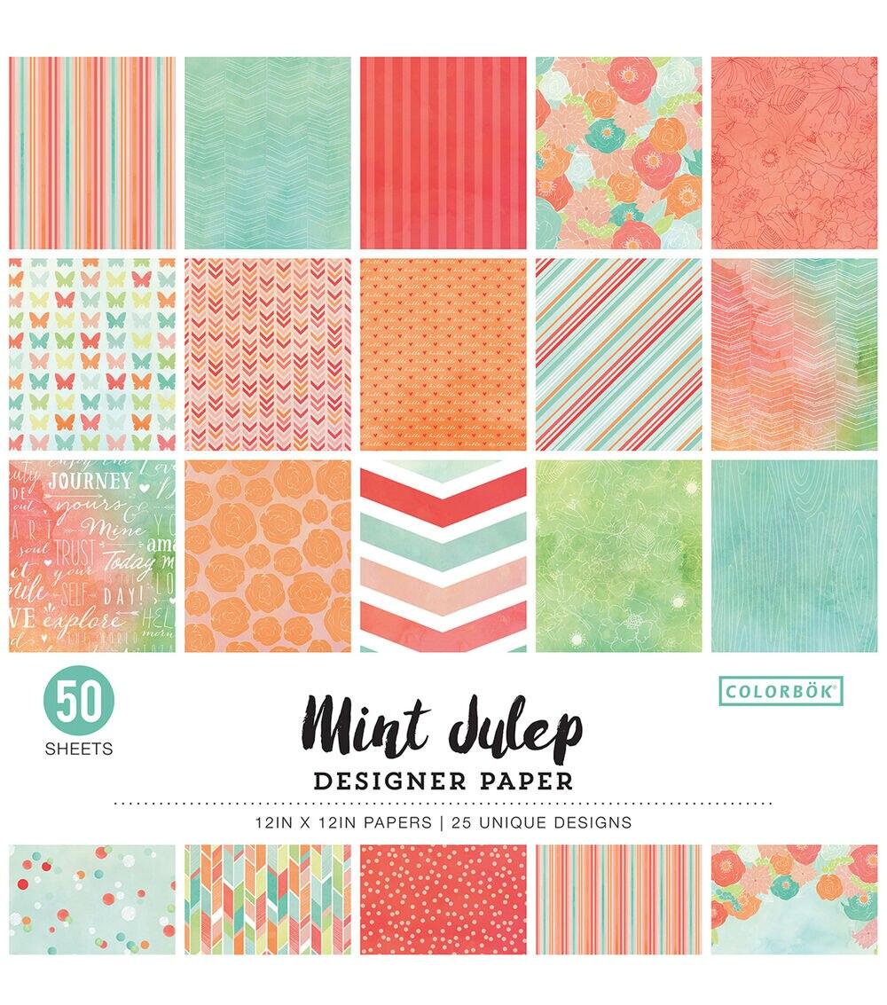 Paper | Designer Single Sided Paper 12″X12″ Mint Julep, 25 Designs Paper Paper