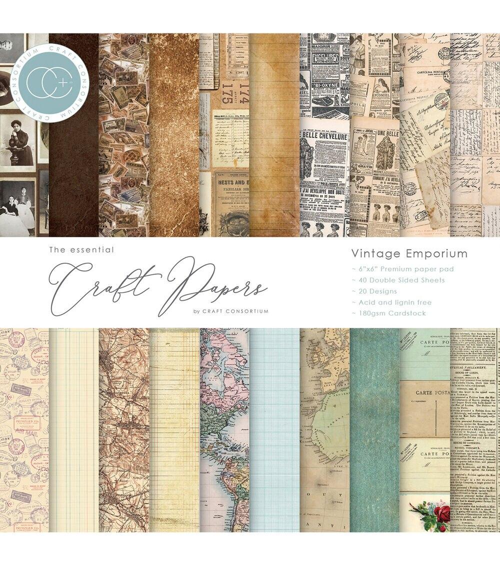 Paper | Double Sided Paper Pad 6”X6” 40 Pkg Vintage Emporium Paper Paper