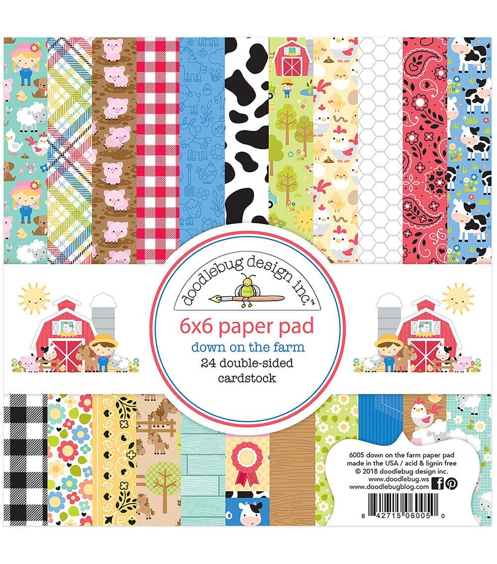 Paper | Down on the Farm 24 pk 6in x 6in Double-sided Paper Pad Paper Paper