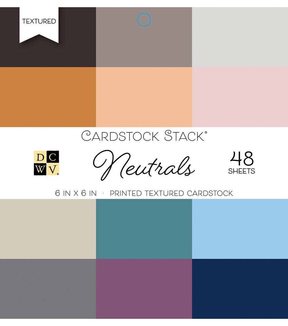 Paper | Pack of 48 6”x6” Printed Textured Cardstock Stack Neutrals Paper Paper