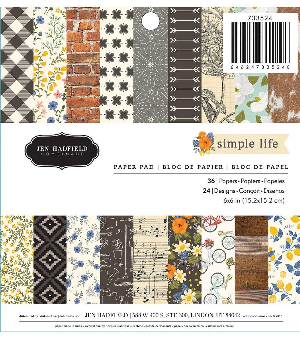 Paper | Pebbles 36 Sheet 6″ x 6″ Simple Life Cardstock Paper Pack Paper Paper