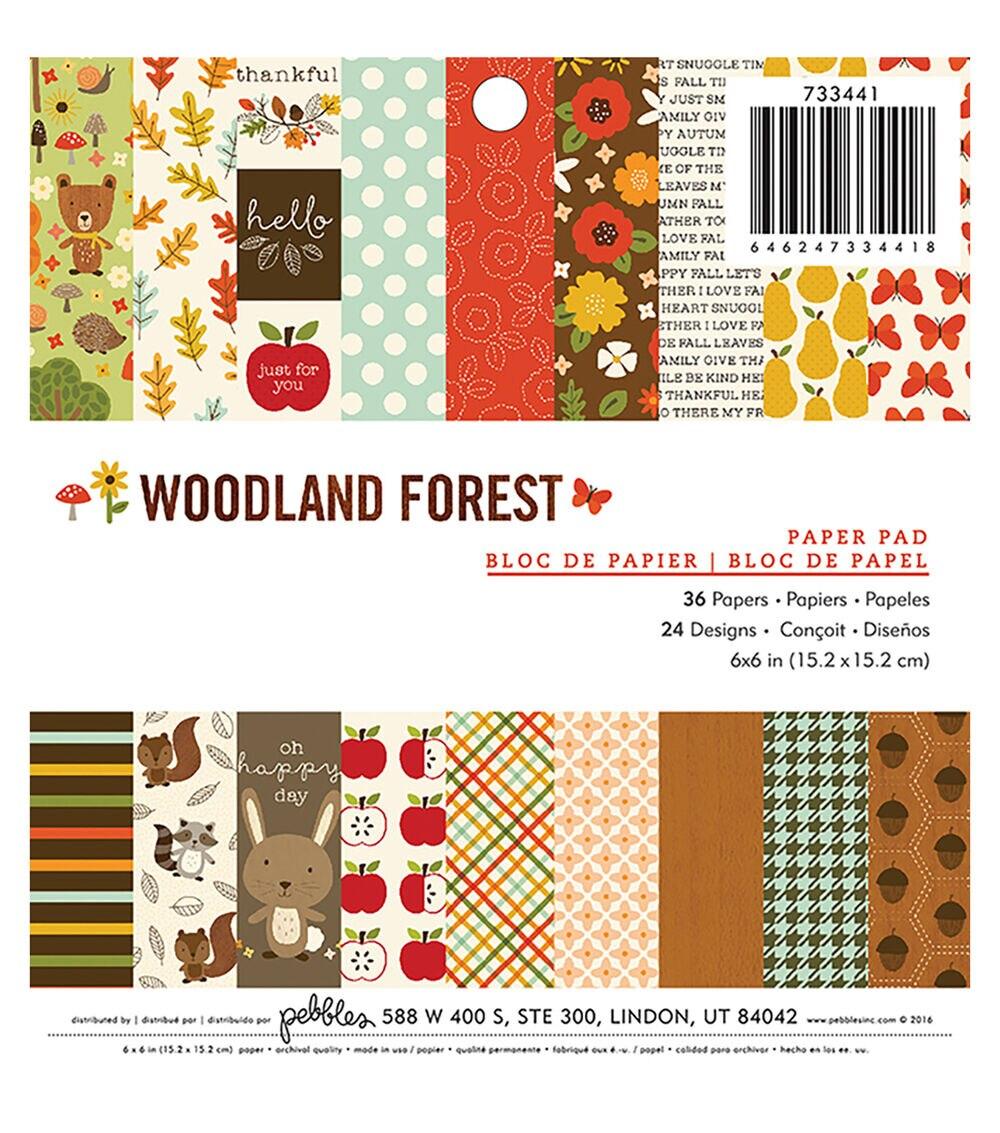 Paper | Pebbles 36 Sheet 6″ x 6″ Woodland Forest Cardstock Paper Pack Paper Paper