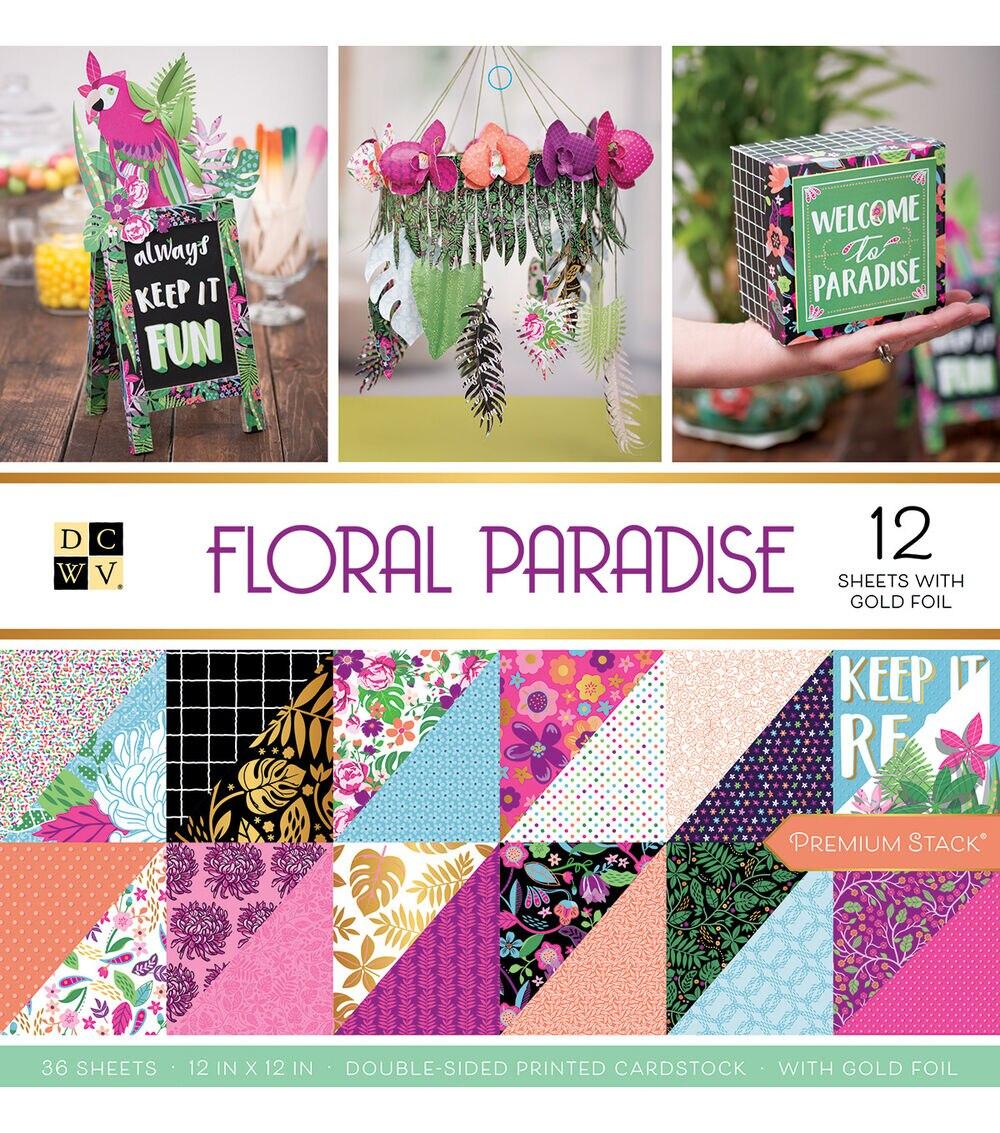 Paper | Premium Stack Double-sided Printed Cardstock – Floral Paradise Paper Paper