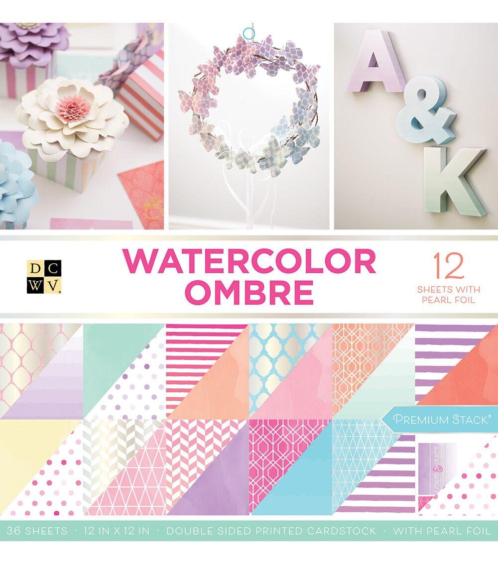 Paper | Premium Stack Double-sided Printed Cardstock – Watercolor Ombre Paper Paper