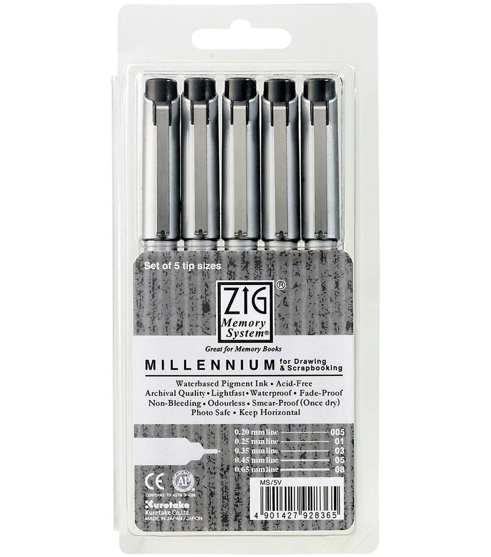 Pens & Markers | Zig Memory Millennium Markers 5PK Black Paper Crafts & Scrapbooking Pens & Markers