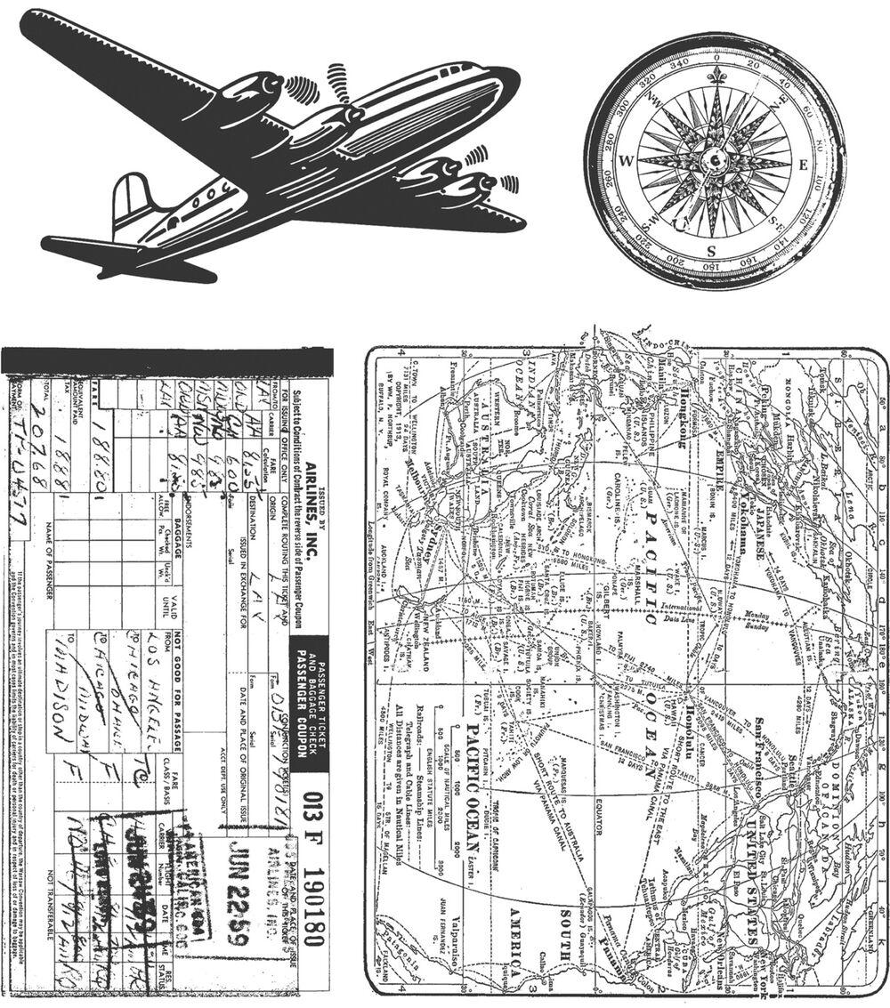 Stamping | 8.5″ x 7″ Air Travel Red Rubber Stamp Sheet Paper Crafts & Scrapbooking Stamping