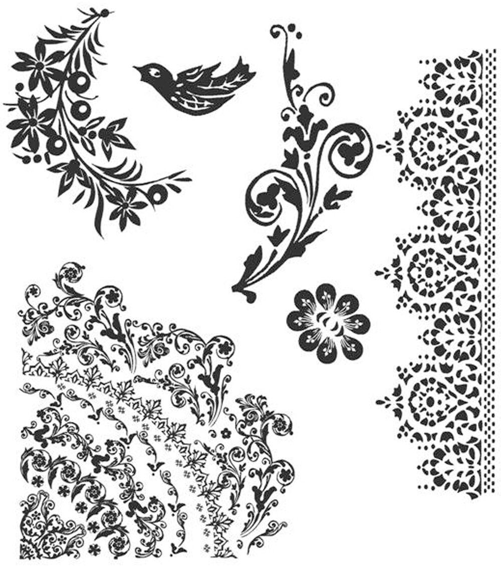 Stamping | 8.5″ x 7″ Floral Tatoo Red Rubber Stamp Sheet Paper Crafts & Scrapbooking Stamping