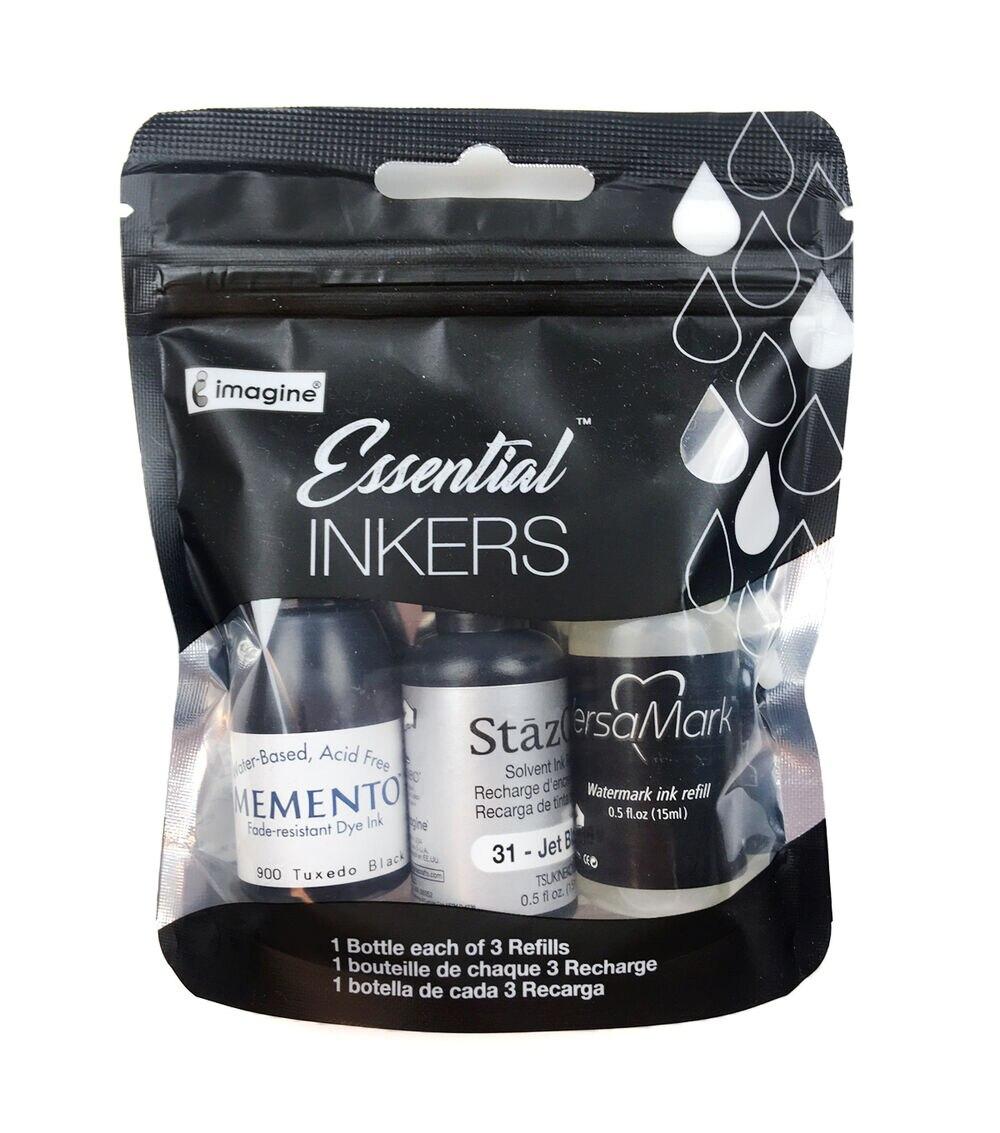 Stamping | Essentials Inkers 3 Pkg Black 1 Each Of Memento, StazOn & VersaMark Paper Crafts & Scrapbooking Stamping