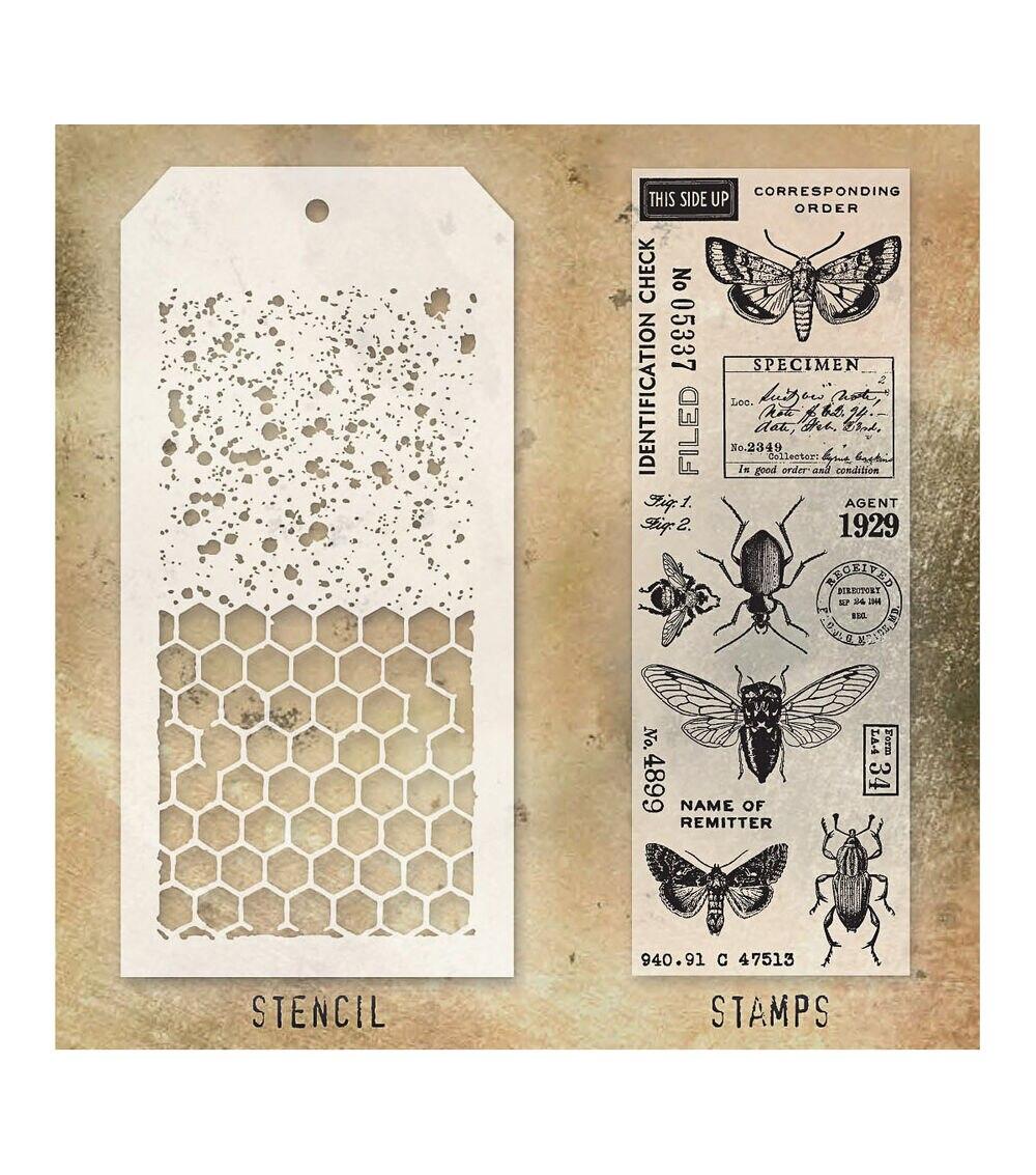 Stamping | Speckles & Honeycomb Mixed Media Stamp & Stencil Set Paper Crafts & Scrapbooking Stamping