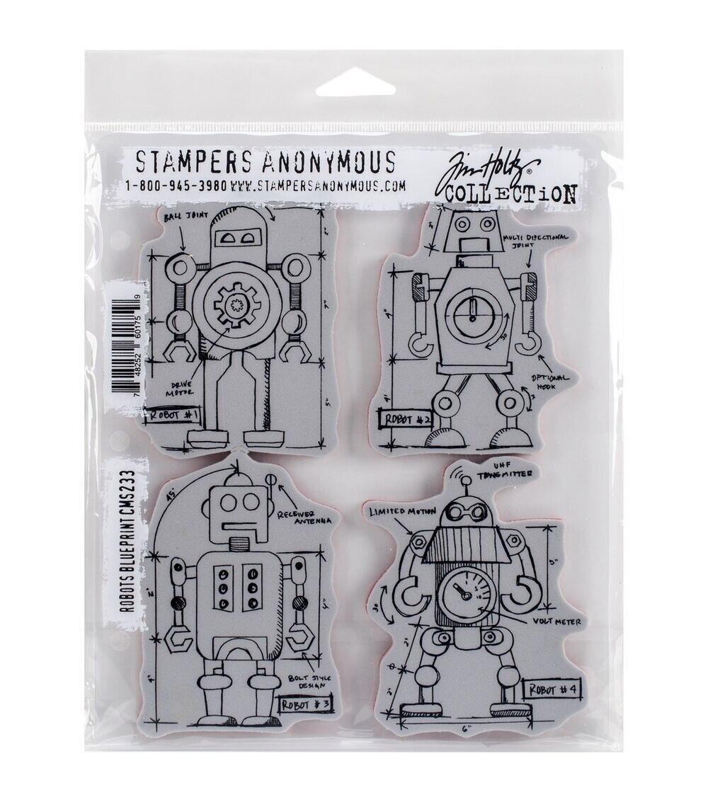 Stamping | Stampers Anonymous Robots Blueprint Cling Rubber Stamp Set Paper Crafts & Scrapbooking Stamping