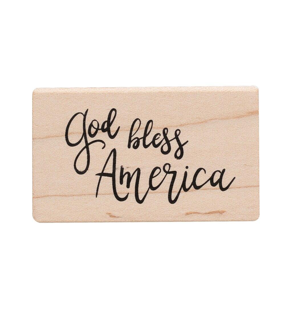 Stamping | Wooden Stamp God Bless America Paper Crafts & Scrapbooking Stamping