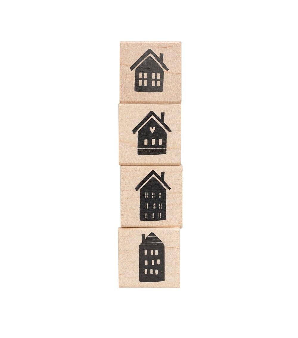 Stamping | Wooden Stamp Set Houses Paper Crafts & Scrapbooking Stamping