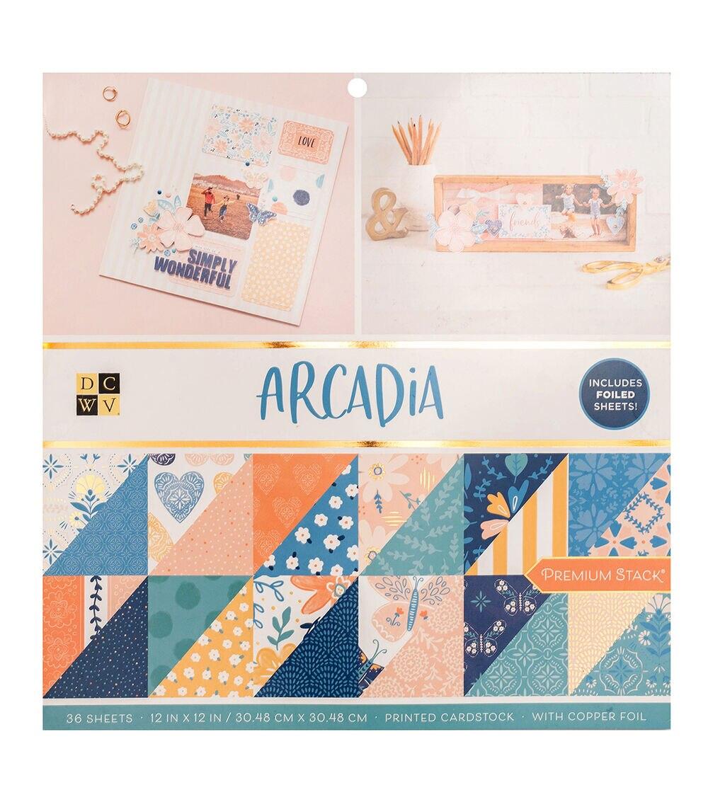 Paper | 36 Sheet 12″ x 12″ Arcadia Printed Cardstock Paper Paper