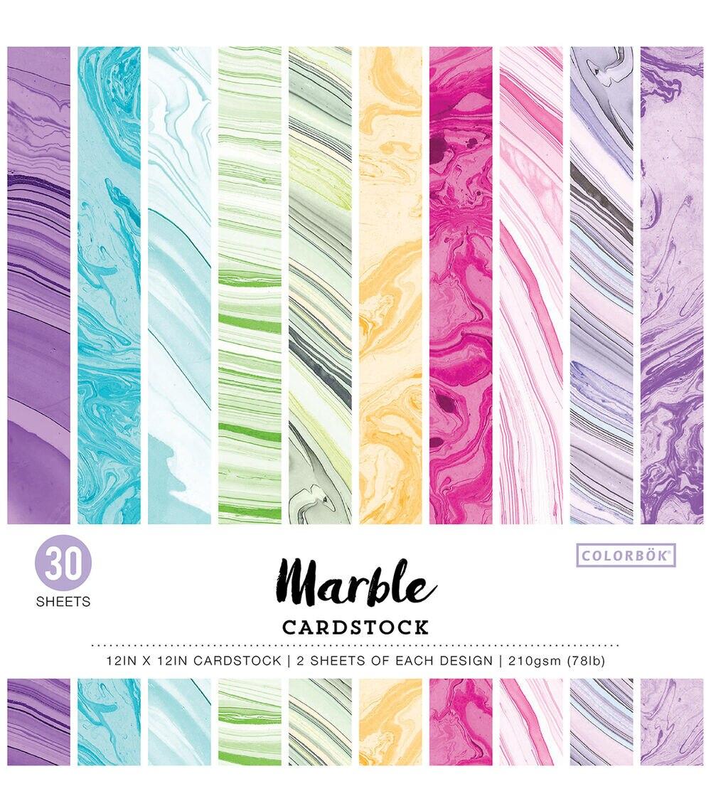 Paper | 78lb Single Sided Printed Cardstock 12″X12″ 30 Pkg Marble Paper Paper