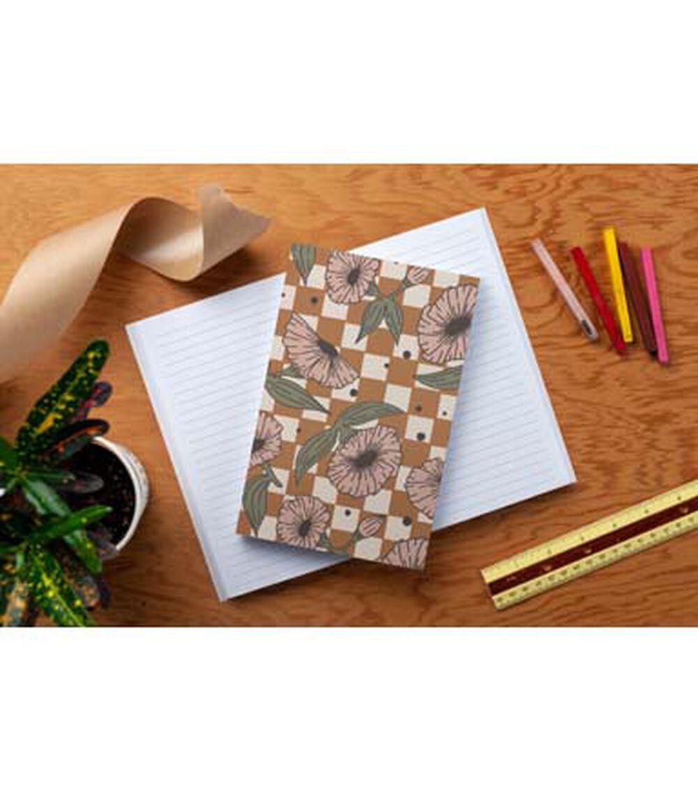 Journals & Planners | 144 Sheet Checks & Flowers Layflat Notebook Journals & Planners Journals & Planners