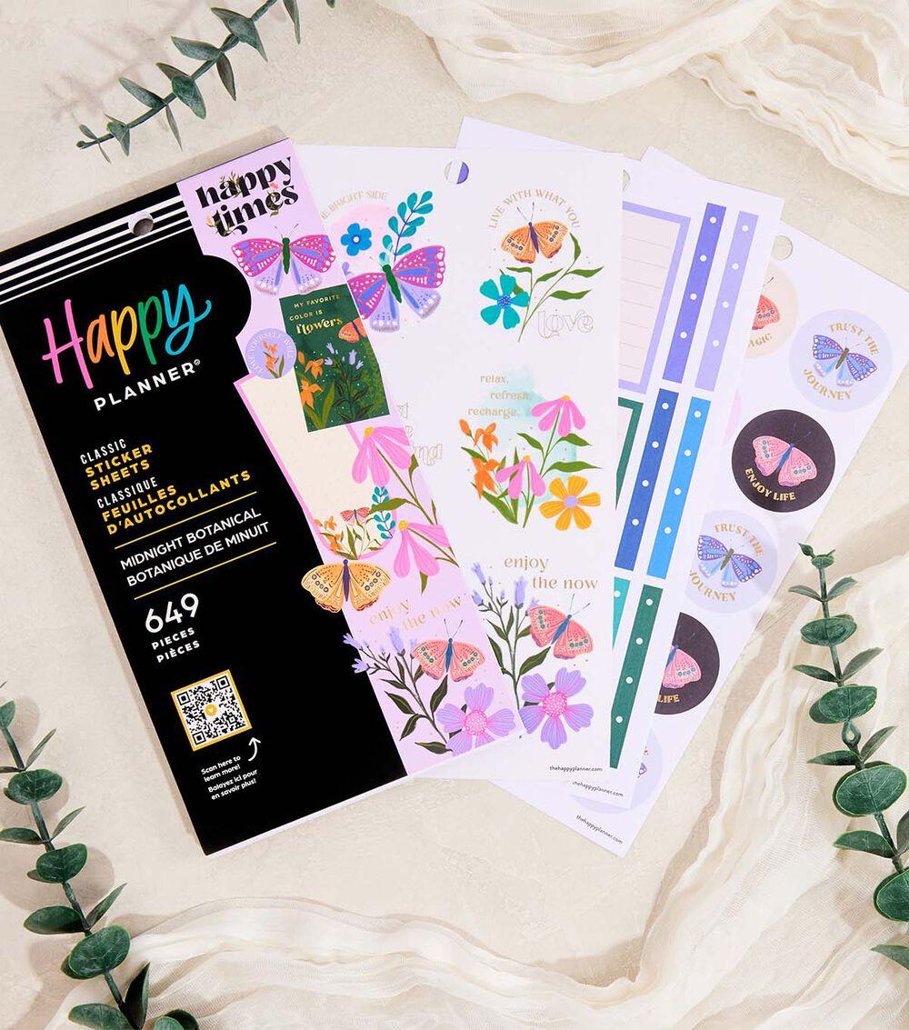 Journals & Planners | 649pc Midnight Botanical 30 Sheet Value Pack Stickers Journals & Planners Journals & Planners