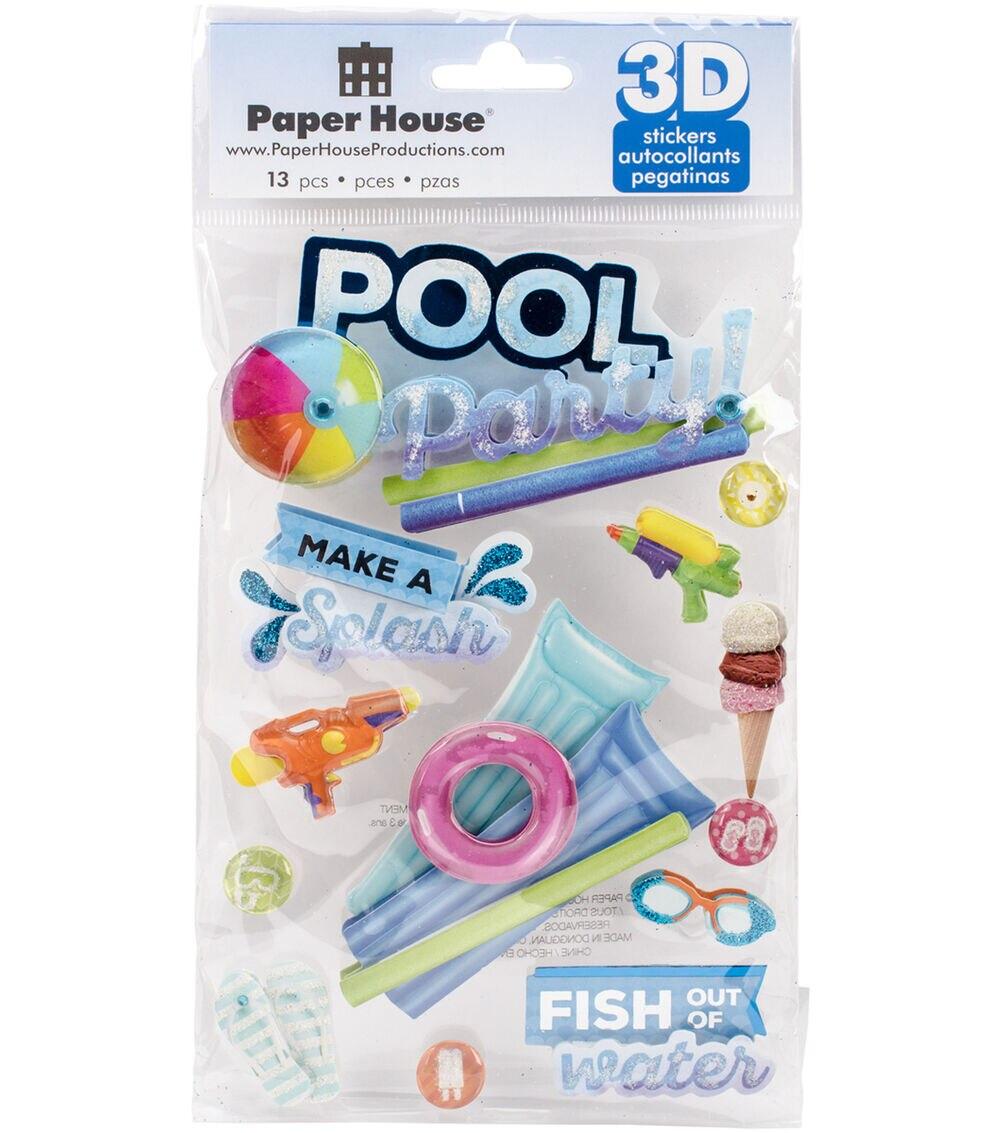 Embellishments & Stickers | 3D Stickers 4.5″x8.5″ Pool Party Embellishments & Stickers Embellishments & Stickers