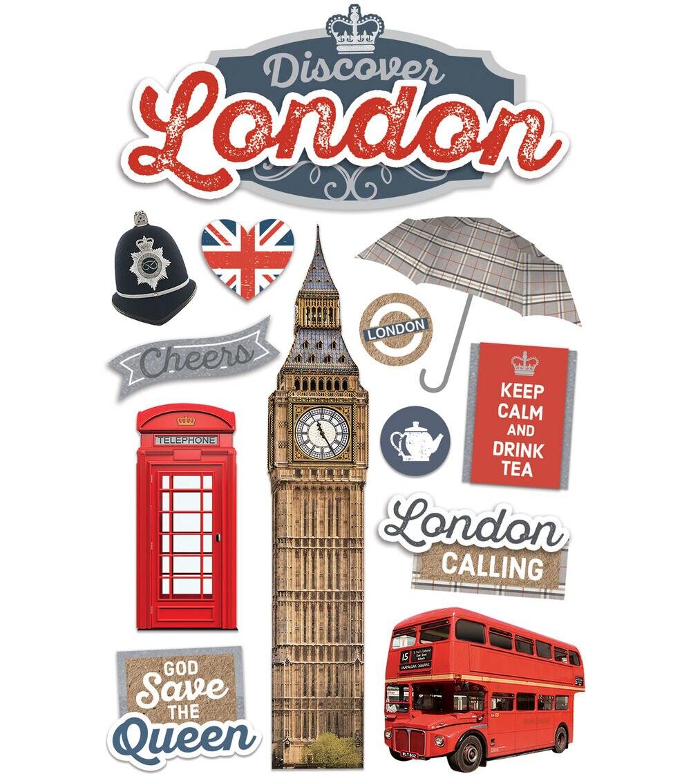 Embellishments & Stickers | 4.5”x8.5” 3D Stickers Discover London Embellishments & Stickers Embellishments & Stickers